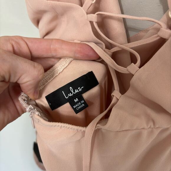NWT Lulu’s In Love Forever Lace Up High Low Maxi Dress in Blush Pink - Size M - Picture 7 of 9